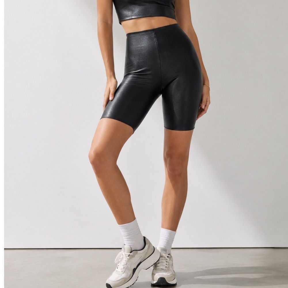 Commando Faux Leather Bike Short Women's Large‎ Black High Rise Stretch New